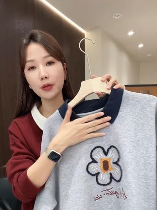 IMFLY金小金自制女装 卫衣DYW9835早秋假两件花朵刺 #早秋穿搭 #假两件毛衣 #遮肉显瘦 #轻奢女装 #精致优雅