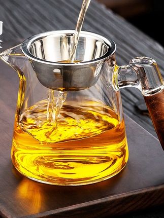 木把新款耐热加厚玻璃公道杯,高端分茶好帮手! #耐热玻璃杯 #木把公道杯 #加厚公道杯 #新款茶海 #高端分茶器