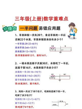 学会画图法解题。思维打开,孩子做应用题不丢分! 1-6年级都有,锻炼数学思维,考试不丢分。#三年级#图解法#小学数学#三年级数学#数学思维训练