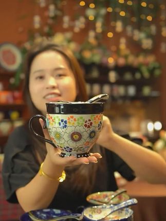 #陶瓷杯  #瓷器  #马克杯  #燕麦杯  #水杯陶瓷杯子水杯马克杯大容量珐琅彩牛奶燕麦杯家用早餐杯田园风复古