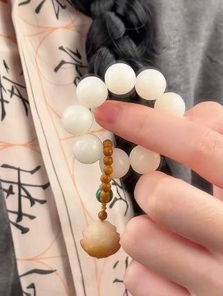【喜乐】天然白玉菩提子手捻绕指柔橄榄核文玩木质礼物 小手捻菩 7天无理由,专业文玩爱好者的选择,女神男神闭眼入