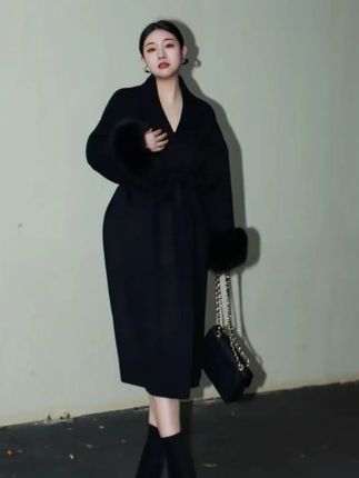 绵羊毛毛呢外套女#多肉宝贝 #微胖穿搭 #绵羊毛外套女