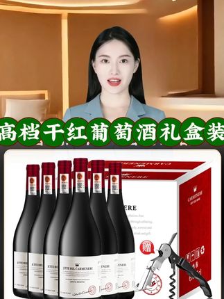 智利高档红酒整箱6瓶干红葡萄酒15度礼盒装正品750ml赤霞珠礼盒