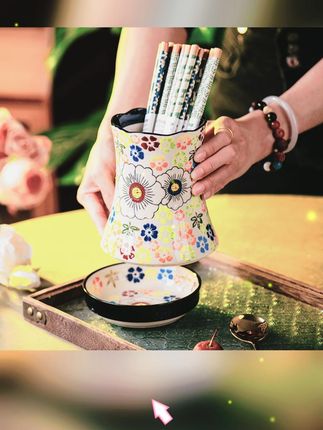 家用手绘陶瓷筷子筒,沥水收纳超实用! #筷筒收纳 #厨房筷桶 #厨房好物 #厨房收纳 #筷子收纳