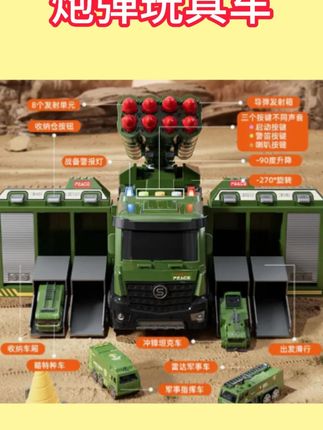 家人们,这款炮弹玩具车也太酷啦🚗!有8个发射单元,还有导弹发射箱,能实现-90度升降、-270度旋转,三个按键能发出不同声音,超有氛围感~还配备警报灯,收纳仓能容纳多种小车,孩子玩起来超带感,妥妥的军事迷宝贝心头好~#炮弹玩具车  #儿童玩具  #军事玩具  #男孩玩具  #玩具车