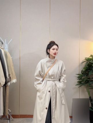 fy28新款韩系长风衣外套女爆款小个子立领显瘦气质春秋 #女装搭配#女装测评#女装穿搭#气质穿搭#气质女神