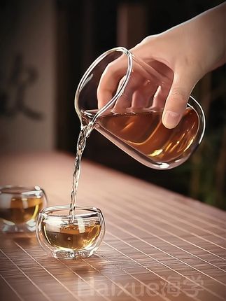 双层透明玻璃公道杯大小号隔热公杯功夫茶具过滤茶漏滤网分茶器#茶具 #茶生活 #公道杯 #玻璃茶具 #召唤茶友