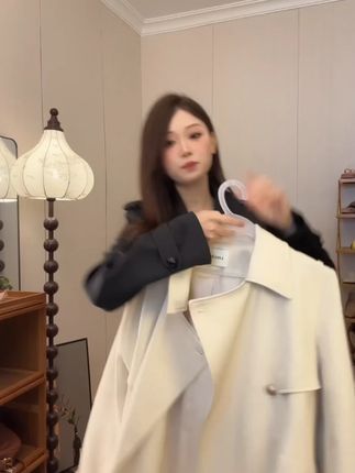 英伦风翻领双排扣收腰系带2025秋季新款小个子风衣女气质短款外套#ootd穿搭 #品质女装 #通勤搭配 #春夏搭配 #穿搭不重样