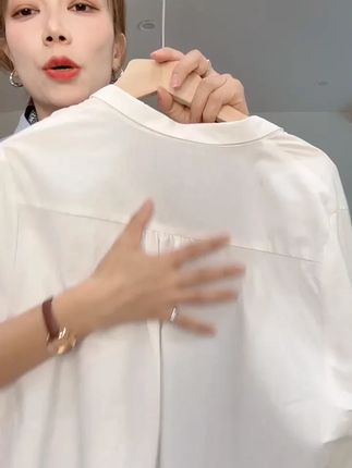 大妍小个子秋季时尚韩系简约百搭显瘦设计感袖衬衫小众衬衫889
