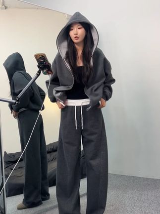 秋装重磅360克美式休闲撞色弯刀裤男宽松运动卫裤百搭直筒裤情 #显高显瘦显腿长#显瘦穿搭#百搭神裤#夏季新款#显瘦