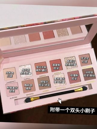 【带镜子化妆刷】十二色海棠花眼影盘油画风奶茶大地色珠光学生通用#眼影盘 #海棠花眼影 #奶茶大地色 #学生眼影 #珠光眼影