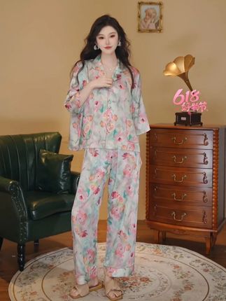 达芬奇密码【洛神玫瑰】2025年夏季新款舒适可外穿家居服睡衣三件套#穿出高级感 #谁穿谁好看系列 #家居服分享 #睡衣控 #在家也要美美哒