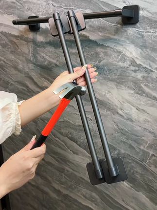 枪灰毛巾架子卫生间免打孔壁挂式置物架毛巾杆浴巾架洗手间收纳架#毛巾架 #卫生间收纳 #免打孔 #枪灰毛巾架 #浴巾架