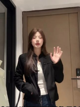 韩系小众设计感立领修身工装夹克外套女秋季短款百搭休闲时尚上衣#穿搭 #品质女装 #韩系 #轻奢女装 #极简风