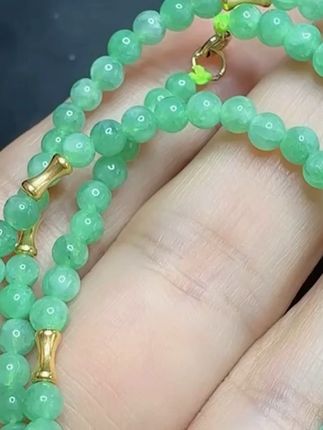 18K金管珠搭配冰种阳绿天然A货翡翠小米珠小圆珠子项链 #翡翠 #手串 #珠宝首饰 #总有一款适合你 #翡翠项链