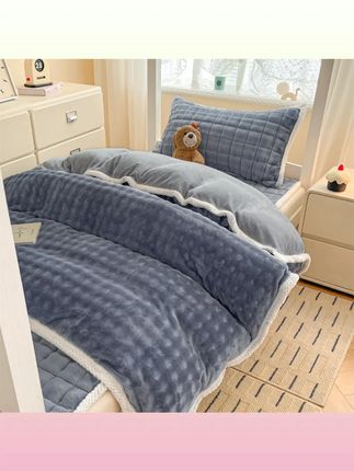 冬季学生加绒加厚床上三件套宿舍床上用品单人加绒床单褥被罩#冬季床上用品 #学生宿舍好物 #加绒三件套 #宿舍必备 #冬季保暖