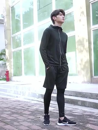 运动套装男跑步健身房衣服冬季速干衣紧身长袖晨跑训练秋冬骑行服#男士运动套装 #冬季速干衣 #跑步健身 #运动服饰 #晨跑装备