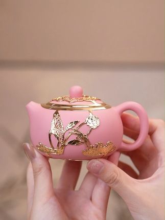 金锡镶粉紫砂一壶两杯茶具套装 #茶器之美 #茶具好物推荐 #高端茶器