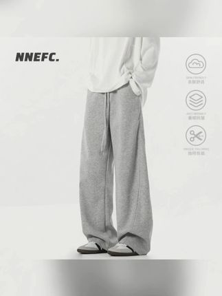 NNEFC美式高街弯刀裤男女潮牌春秋直筒阔腿运动重磅百搭休闲卫裤#美式高街 #弯刀裤 #直筒阔腿裤 #百搭休闲 #简约搭配