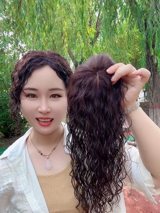 秃头女孩的夏日救星!轻薄透气羊毛卷补发片,戴出门被追着问是不是去烫了头!#假发 #头饰发饰 #羊毛卷