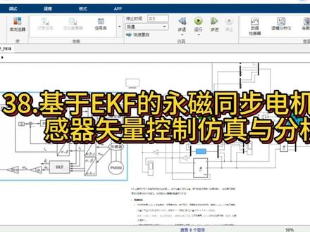38.基于EKF的永磁同步电机无传感器矢量控制仿真与分析 为实现永磁同步电机(PMSM)的无传感器高性能控制,本项目开展基于扩展卡尔曼滤波(EKF)的 PMSM 无传感器矢量控制仿真研究。搭建了包含速度环、电流环及 EKF 状态估计模块的控制系统仿真模型,利用 EKF 对电机转速、转子位置等状态量进行估计以替代物理传感器。仿真结果显示,在定子电流的动态响应阶段,EKF 能跟踪电流的动态变化;进入稳态后,电流估计值与实际值波形在形状、幅值和频率上吻合度较高,表明 EKF 可准确估计定子电流,为矢量控制提供可靠反馈,验证了基于 EKF 的 PMSM 无传感器矢量控制方法的有效性,能满足电机高性能控制对状态信息的需求。#永磁同步电机 #电气工程 #扩展卡尔曼滤波 #毕业设计