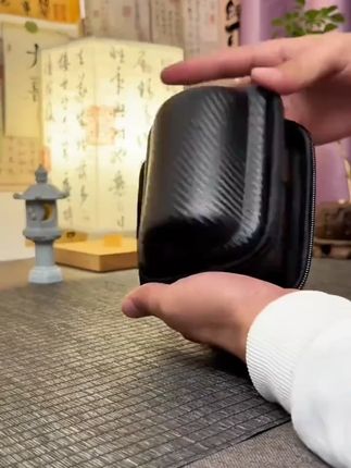轻奢紫砂快客杯套装 #露营茶具 #紫砂艺术 #全手工制作 家用简约原矿紫砂便携式收纳盒一壶六杯外出旅游一拎即可喝茶不易烫手