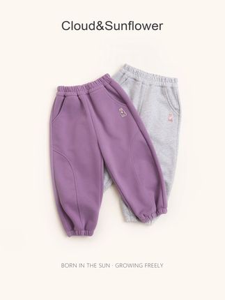 女童秋季修身卫裤 洋气小熊元素 纯色束脚款 新款休闲百搭裤 #高品质童装 #每日童装穿搭分享 #潮童必备 #贴身衣物 #购物分享