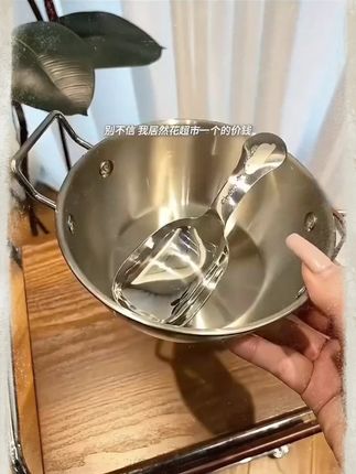 超萌可爱不锈钢双耳碗+卡沙巴拉勺