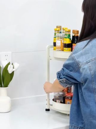 【纳纳】旋转调料置物架厨房调料品架子双层家用台面调味品收纳架#厨房收纳 #调料置物架 #家用好物 #旋转架子 #厨房必备