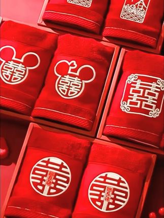 菲寻结婚红色喜毛巾婚庆纯棉一对回礼新婚礼物送新人婚礼陪嫁用品#结婚喜毛巾 #纯棉毛巾 #婚礼回礼 #新婚礼物 #菲寻毛巾