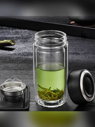 #木森推荐 明徽单双层玻璃杯加厚防爆耐热水杯男士家用车载大容量杯子定制 #玻璃杯 #鹅蛋杯 #双层加厚鹅蛋杯 #高硼硅玻璃