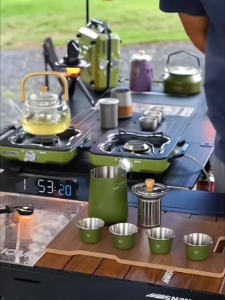 鹿险家战术黑茶具露营茶具套装公道杯茶水分离泡茶器户外旅行套装#好物推荐 #户外装备 #野餐必备 #高颜值厨具 #种草好物