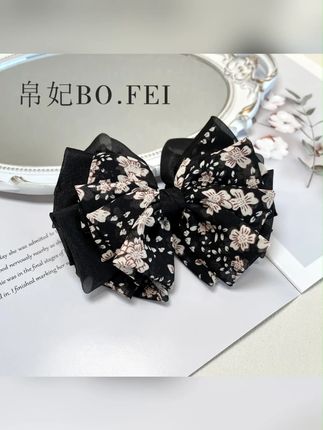帛妃春夏手工高品质温柔碎花蝴蝶结法式香蕉夹发夹低丸子头发饰#发饰 #发饰头饰 #香蕉夹 #法式发夹 #温柔发饰