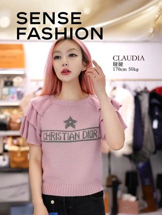 DIOR/迪奥 Logo字母印花荷叶袖图案领套头针织衫 娅娅正在直播中~~#DIOR #奢侈品 #时尚穿搭