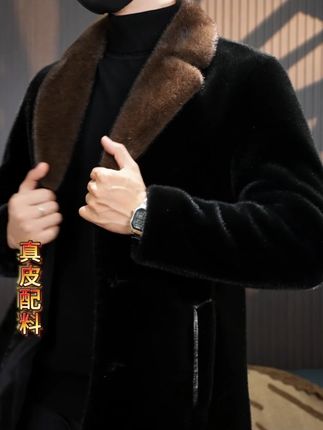 中长款冬季貂绒大衣新款外套男士西装领皮毛一体加厚保暖毛呢风衣 #男装 #皮草穿搭 #貂绒外套 #貂皮改款 #真皮高档皮毛一体男装