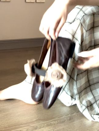 羊皮版~法式平底花朵女春秋季新款晚鞋百搭玛丽珍女鞋 #好鞋推荐 #软底软面穿上超舒服 #女鞋 #高跟鞋 #穿出高级感