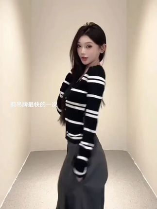 辣妹蕾丝后背微透拼接条纹针织开衫女春秋季纯欲V领毛衣修身上衣 辣妹蕾丝后背微透拼接条纹针织开衫女春秋季纯欲V领#ootd穿搭 #穿出高级感 #今天穿什么 #高级感 #时髦精