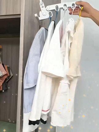 出差旅行住酒店住宿舍,这个5孔折叠衣架太实用了!想挂哪里挂哪里,小巧便携,这东西好啊!