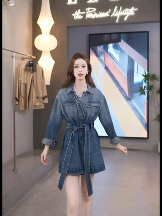 我这一生如绿豆冰 #牛仔风衣#早秋#高级感穿搭#秋冬焕新季#小个子穿搭EF50489-椰子