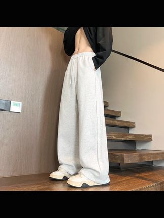 美式高街铆钉休闲裤子男款秋季宽松直筒垂感长裤运动阔腿弯刀卫裤#美式高街 #男款长裤 #秋季裤子 #直筒垂感 #休闲运动