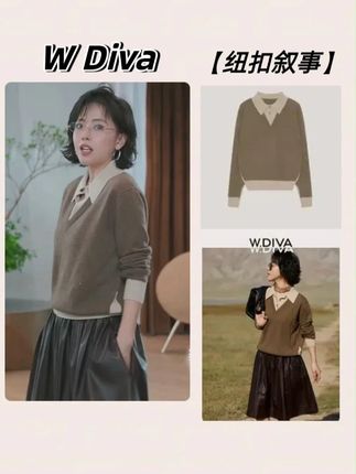 W.Diva【纽扣叙事】美拉德复古假两件翻领排扣羊毛毛衫女 秋上新#显瘦穿搭 #无限回购的宝藏单品 #谁穿谁好看 #ootd穿搭 #面料柔软舒适