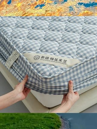 全棉床笠单件棉花床罩床垫保护罩150×180×200防尘防滑夹棉床套 #日常居家 #日常家用 #日常用品