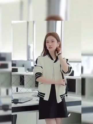 小个子女生必备!法式拼色渐变休闲百搭夹克外套 #女生潮流外套 #百搭女外套 #休闲风外套 #休闲百搭外套 #小个子外套
