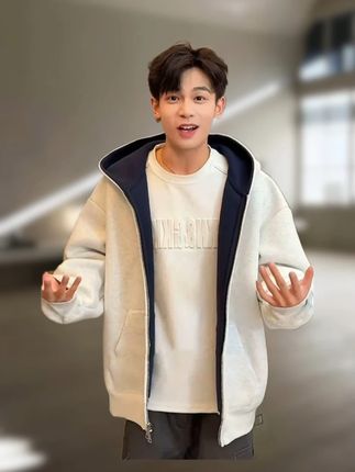 双色连帽外套男春秋季高级感潮牌连帽衫cleanfit美式痞帅 #男生穿搭 #穿搭 #可狼可奶 #酷男孩 #男友风