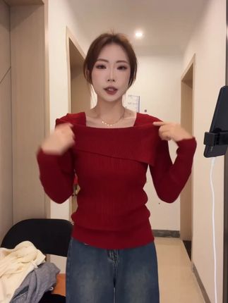 一字肩针织衫女2025春季:/ 新款设计感高级感打底内搭修身 #显瘦穿搭 #显瘦遮肉 #扭一扭 #显瘦 #小个子女生