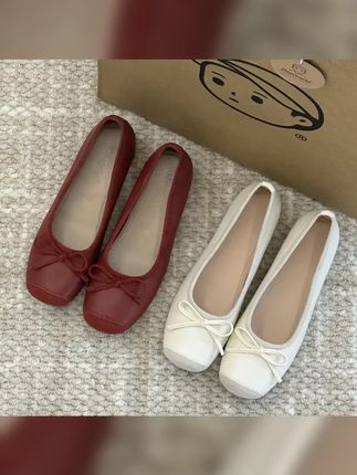 晚睡兰 4.5cm内增高尖头复古芭蕾舞鞋红色蝴蝶结单鞋法式女鞋子 #时尚美鞋 #芭蕾舞单鞋 #芭蕾单鞋 #单鞋女 #适合春夏的漂亮小鞋子