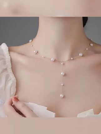 钛钢仿珍珠项链 满天星珍珠项链女小众设计简约吊坠 #好物推荐 #热门 #美出高级感
