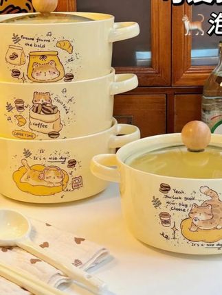 猫咪控泡面碗可爱少女心学生宿舍方便面碗高颜值带盖陶瓷可微波#泡面碗 #泡面碗带盖 #泡面碗推荐 #可爱泡面碗 #方便面碗
