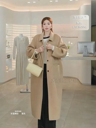 大花【德芙大衣coat】冬款山羊绒气质双面呢长款外套 #早秋穿搭 #谁穿谁好看 #面料柔软舒适 #早秋穿搭公式来了 #大衣女高级感大气