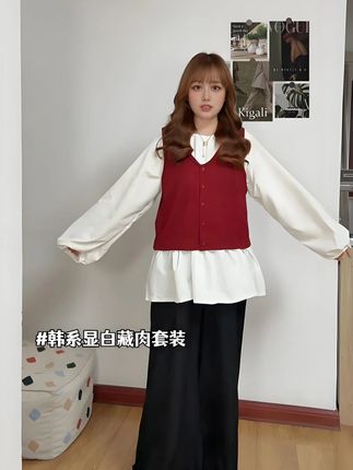 姐妹们!我 139 斤穿这假两件裙,巨显瘦! #微胖穿搭 #假两件 #显瘦遮肉 #秋季穿搭 #无限回购的宝藏单品